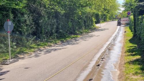 Rytterstiens asfalt skæres op før gravearbejdet